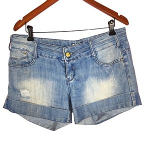 Denim cuffed jean shorts